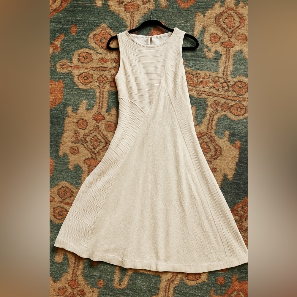 Anthropologie Cream Textured Maxi Dress